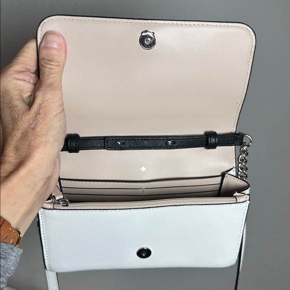 Kate Spade Blush Pink & White Crossbody Bag Silver Hardware 7.5x5x2 Spring - Picture 6 of 9